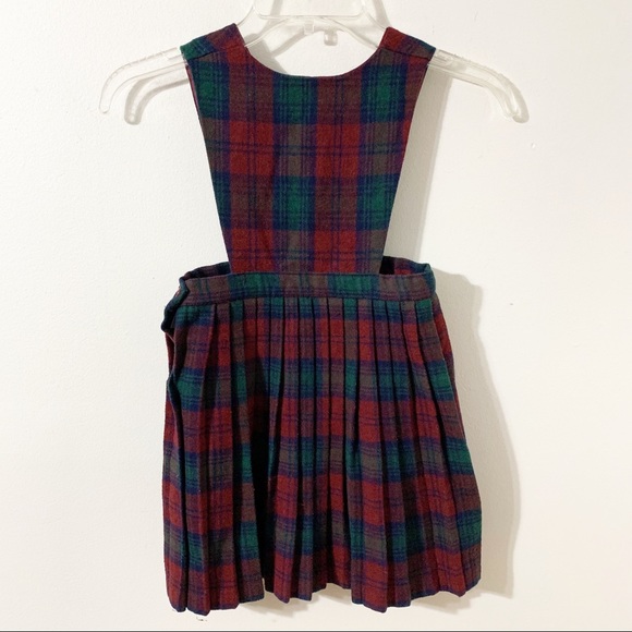 Fringe Wool Blend Plaid Pleated Skirt Vest One Pie - Picture 3 of 11